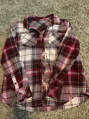 Natural Reflections Burgundy Pink Plaid Button-Down Shirt